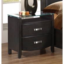 Lyric Upholstered Night Stand with Glass Top - Brownish Grey